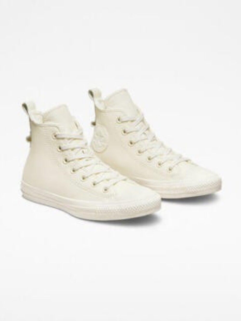 Converse Chuck Taylor All Star Fleece-Lined Leather High Top Sneakers In Egret